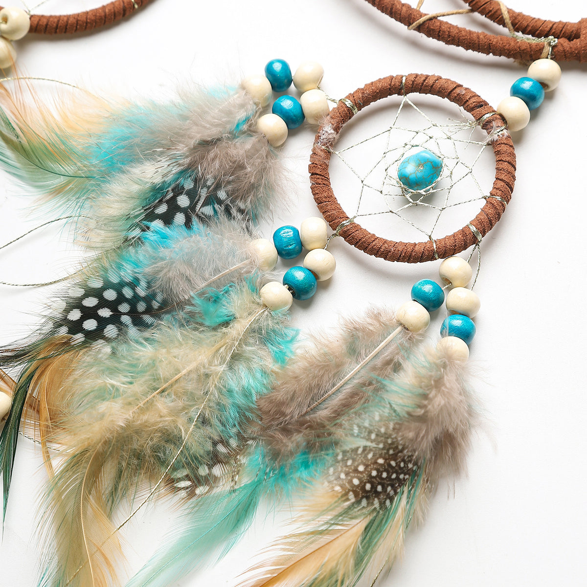 Bohemian Dream Catcher Pendant with Feathers - Natural Elements Door Hanging Decor for Bedroom, No Electricity Needed, Unique Birthday Gift for Girls & Women