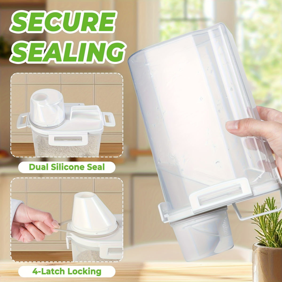 4pcs (3L/102oz) Extra Large Airtight Storage Containers | BPA-Free Plastic, Clip-on Closure, Square Shape, Dishwasher Safe, Ideal for Grain, Nuts, Rice Storage, Kitchen Organizers, Christmas Gift