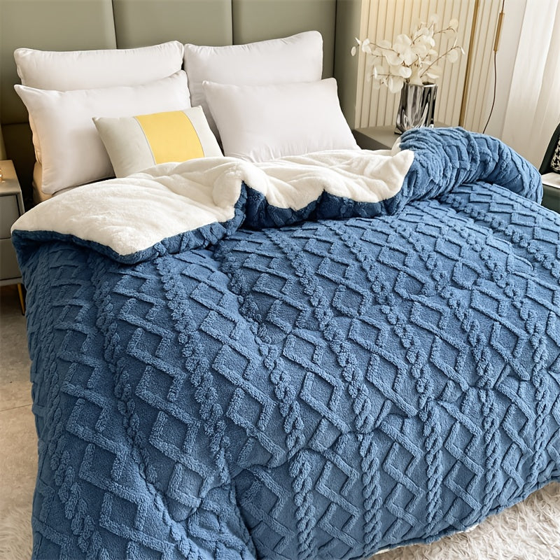 1pc Premium Plush Thick Blanket, Warm Winter And Autumn Comforter with Soft 100% Microfiber Fill, Light Beige-Friendly Polyester Fabric, Ideal for Bedrooms And Hotel Rooms (Excludes Pillowcase), Blanket, Fluffy Comforter, Blanket