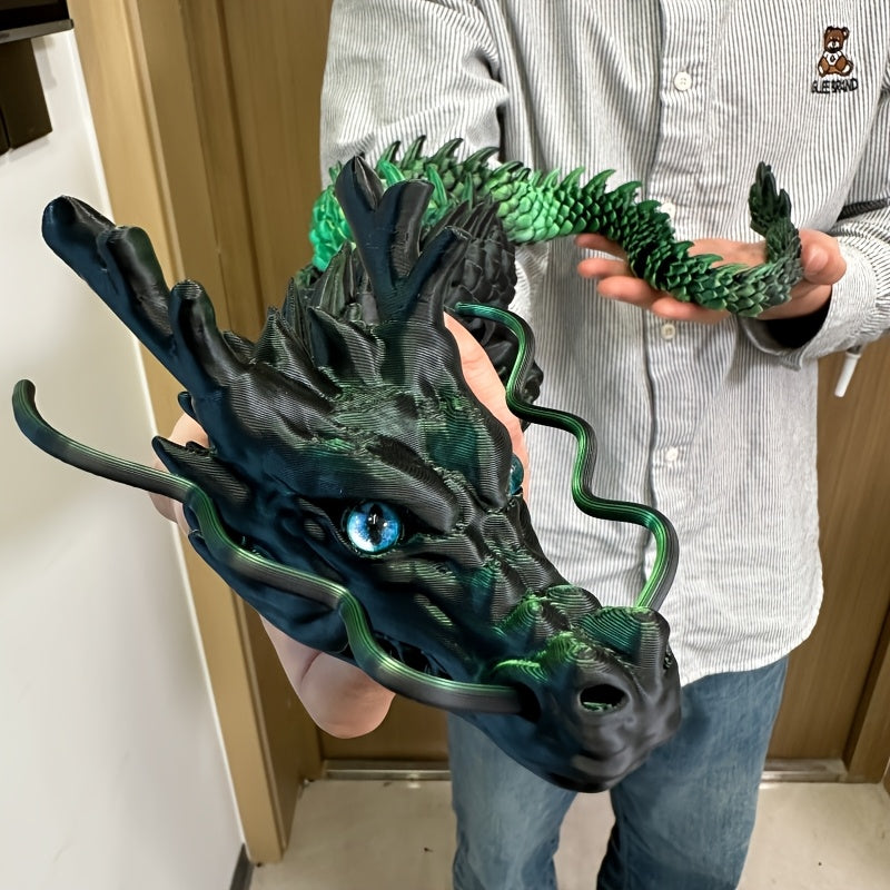 35.4" Giant Poseable 3D Printed Chinese Dragon Collectible Figurines Articulated Joints Fantasy Decor, Flexible Desk Sculpture for Home/ Office/ Car Decor Unique Mother's Day & Father's Day Gifts for Mom Dad, Perfect for Collectors from US Stock