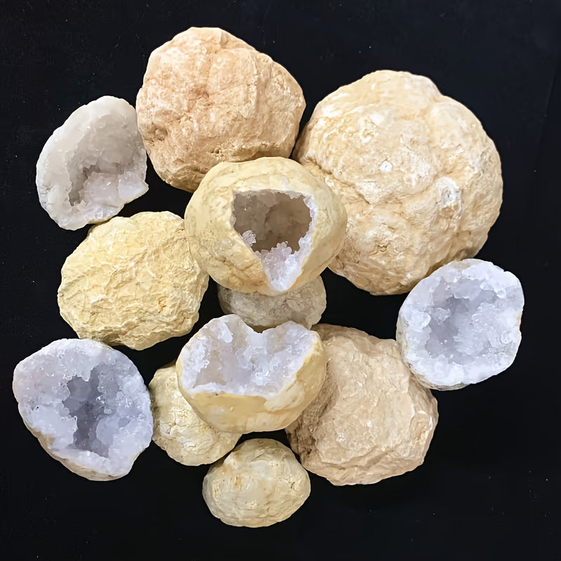 10/20pcs Natural Quartz & Agate Geode Eggs - Break-Open with Natural Mineral Formations, Crystal Specimen for Collectors, DIY Crafts & Unique Crystal Gifts (10 or 20 Geodes)