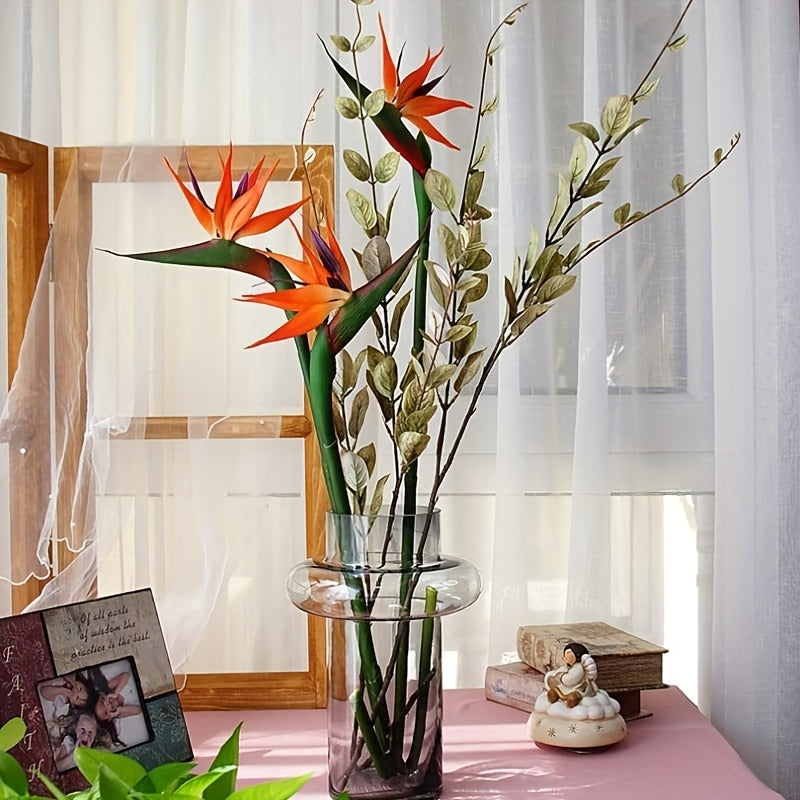3pcs Artificial Bird Of Paradise Flowers Rubber Strelitzia 24. 5'' Long Stem Flower Suitable for DIY Home Decor Party Theme Display Fall Decor (Orange)