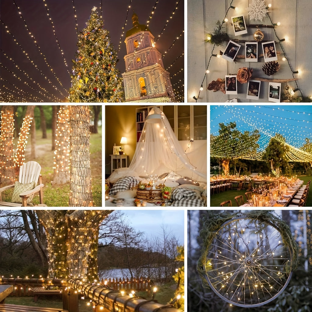 LED Christmas String Lights, Green Wire with 8 Modes, Memory and Timer in Warm, White or Multicolor Options for Indoor and Outdoor Holiday Decor