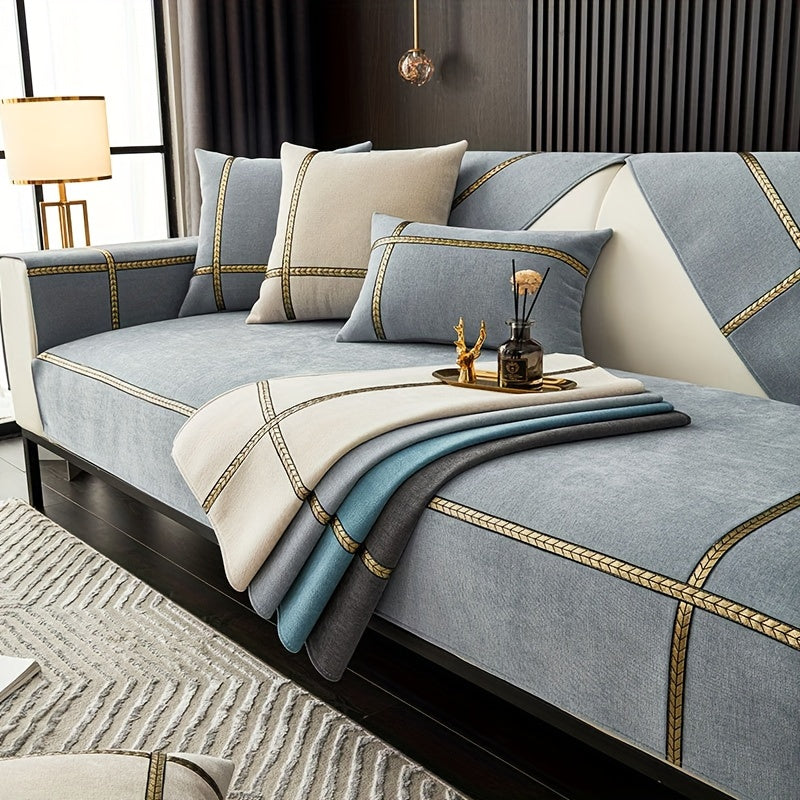 1pc of Elegant Sofa Cover, a Pet-Friendly Slipcover, Suitable for All Seasons, Made of Chenille, Designed to Protect Your Furniture in The Bedroom, Office, Or Living Room. (Pillowcases, Backrest, And Armrest Covers Are Sold Separately.)