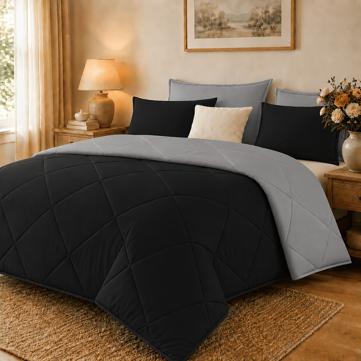 2/3pcs Solid Color Diamond Quilted Large/King Size Bedding, Soft, Comfortable, and Fluffy with Microfiber Filling and Lightweight, Breathable Fabric. Easy to Care for, Warm for All Seasons. Includes Comforter and Pillowcases. Luxurious Quality