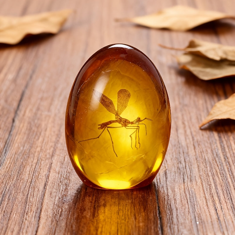 Amber Resin Replica Mosquito | Collectible Paperweight | 3 Inches Tall