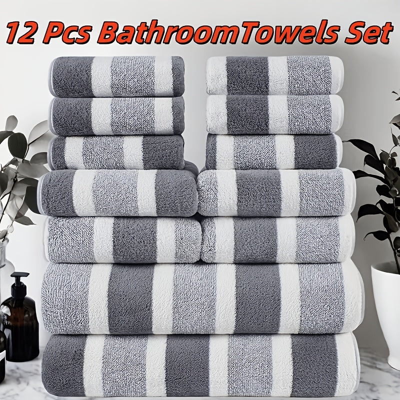 [Ultra-Soft Towel Set] 12/8pcs Towel Set, Ultra-Soft Towel Set with Excellent Absorbency And Quick-Drying Performance, 8pcss Include (1 Large Bath Towel, 2 Medium Bath Towels, 4 Small Bath Towels, 1 Hair-Drying Towel)