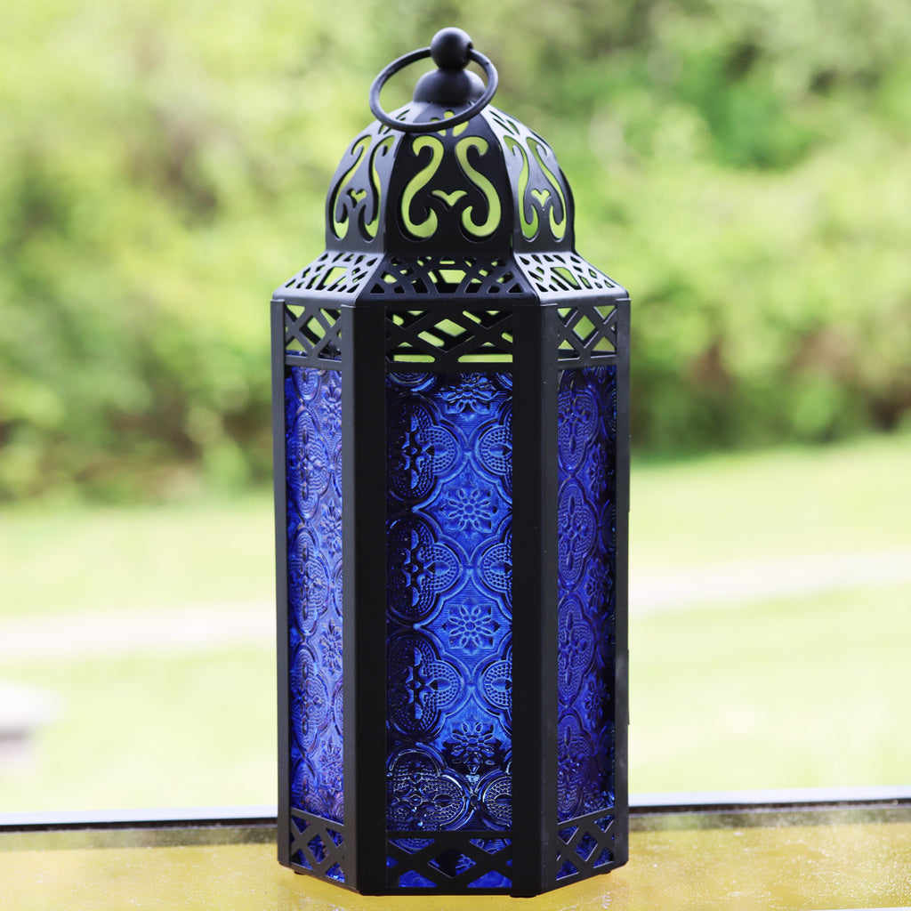 Decorative Moroccan Candle Lantern Holder, Medium, 10.5" Tall