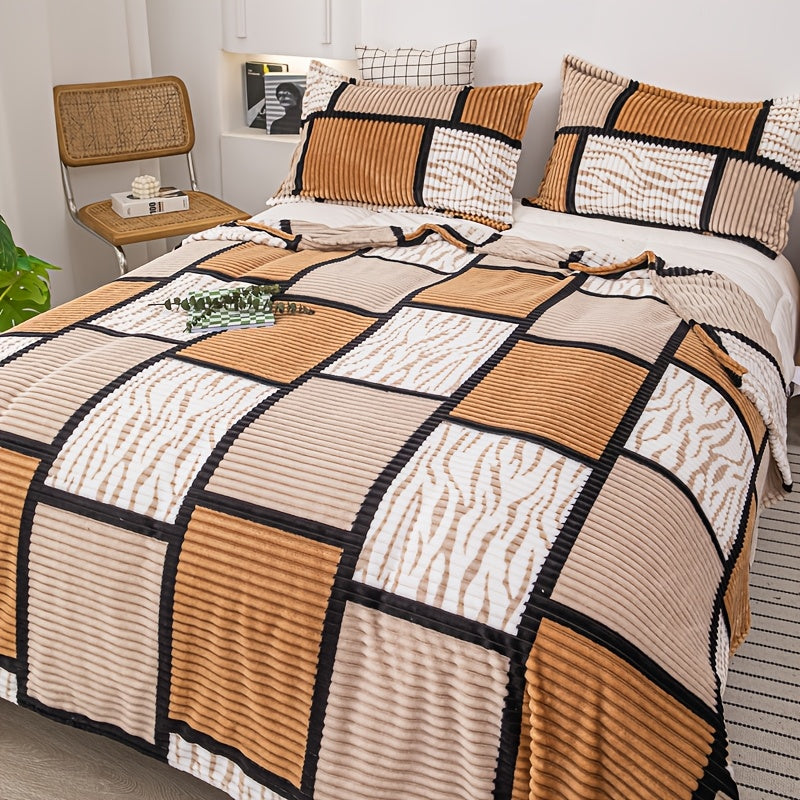 1 Comfortable Plaid Print Blanket, Super Soft Blanket, Easy And Modern Design, Suitable for Single Lunch Break Leg Blanket, Summer Full Body Blanket, Universal for All Seasons, Multi-Purpose Blanket