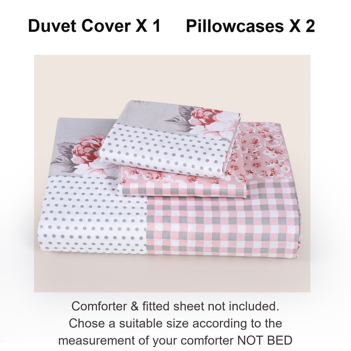 3pcs Floral Print Duvet Cover Set (1 X Duvet Cover And 2 X Pillowcases, Without Core), All-Season Lightweight Patchwork Kids Comforter Cover with Zipper, Pastoral Style Flower Plaid Patchwork Print bedding Comfortable Duvet Cover, for Kids Bedroom