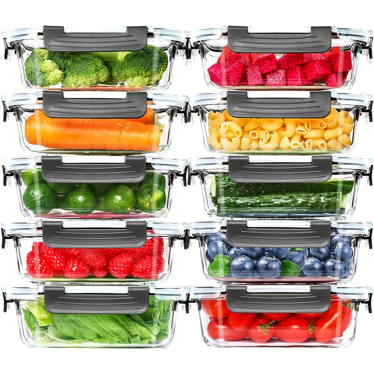 20 Pack 22oz Glass Meal Prep Containers, 10 Containers & 10 Lids, Airtight Food Storage Containers With Lids, Pantry Kitchen Storage Containers For Lunch, Food Storage, Glass Lunch Bento Boxes