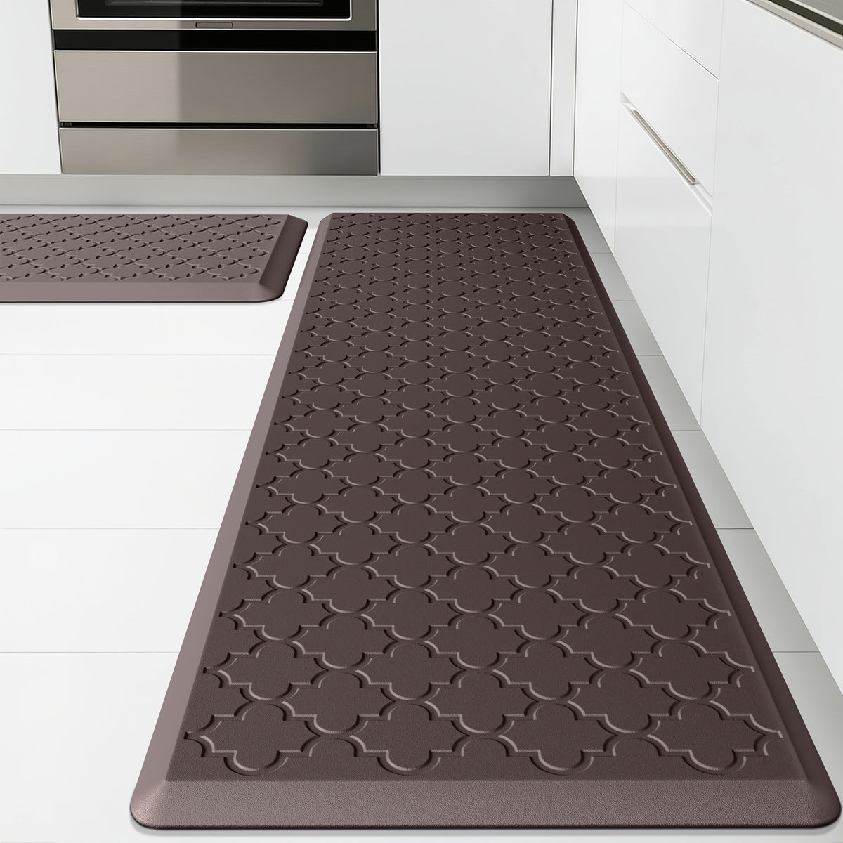 [Non-Slip Kitchen Mats] 2pcs Non-Slip Cushioned Kitchen Mats for Floor | Anti Fatigue Mats for Standing, Office, Sink, Laundry - Grey
