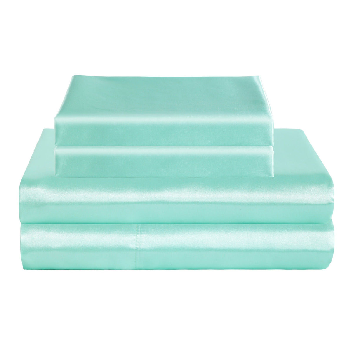 4pcs Cooling Satin Bed Sheet Set, Shrink-Resistant, Fade-Resistant, Hypoallergenic, Breathable,Flat Sheet & Fitted Sheet & Pillowcase Set with Deep Pocket, 300 Gsm