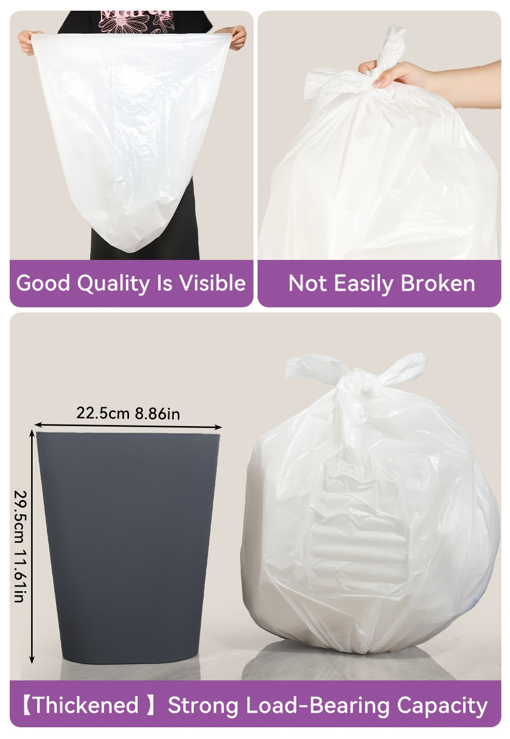 44/62/85/104/130/170/180/360 Bags 13 Gallon Boxed Expandable Heavy-Duty Plastic Multipurpose Disposable Garbage Bags-Super Strong, Leak-Resistant, Odor-Proof For Bedroom, Kitchen, Living Room, Outdoor, Toilet Use Trash Bag - Convenient Sanitary