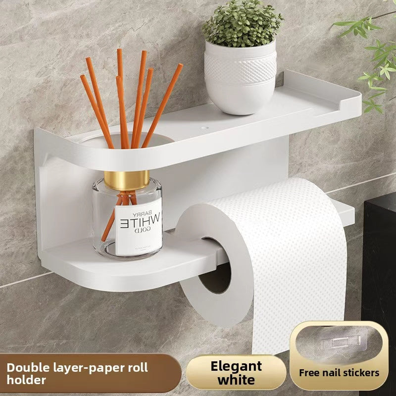 1pc Self-Adhesive Wall-Mounted Toilet Paper Holder, Bathroom Organizer, Easy to Install | Modern Bathroom Decor | Suitable for Humid Environments, Bathroom Storage And Organization