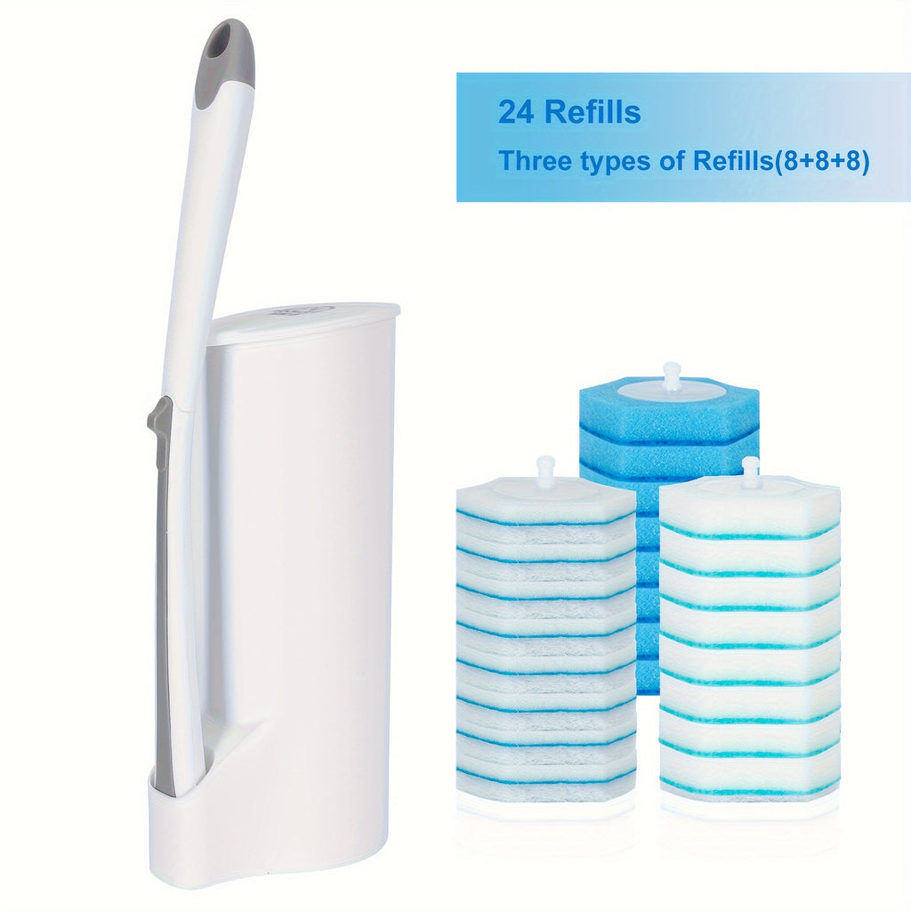 A Set of Disposable Toilet Brushes with 24/22 Replacement And Base, Toilet Cleaning System, Wall Mounted Or Floor-Mounted, Or Only 32 Replacement Heads for Easy Bathroom Cleaning, Toilet Cleaning Halloween, Christmas Decorations