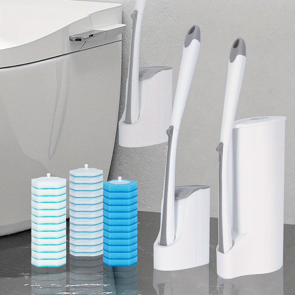 A Set of Disposable Toilet Brushes with 24/22 Replacement And Base, Toilet Cleaning System, Wall Mounted Or Floor-Mounted, Or Only 32 Replacement Heads for Easy Bathroom Cleaning, Toilet Cleaning Halloween, Christmas Decorations
