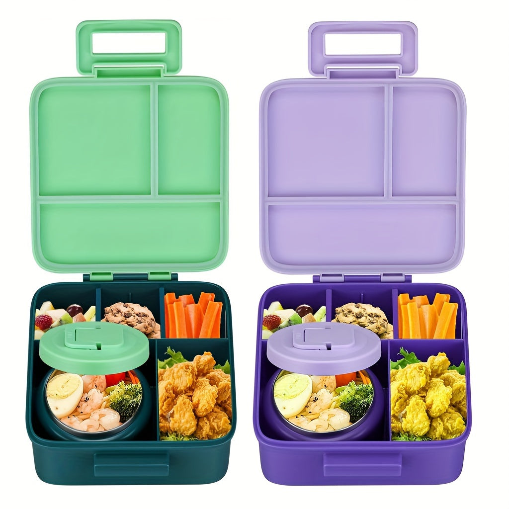 Insulated Lunch Jar Set, 8 oz Stainless Steel Food Jar with Cooling Container in Purple or Green for Back-to-School Meals and Packed Lunches