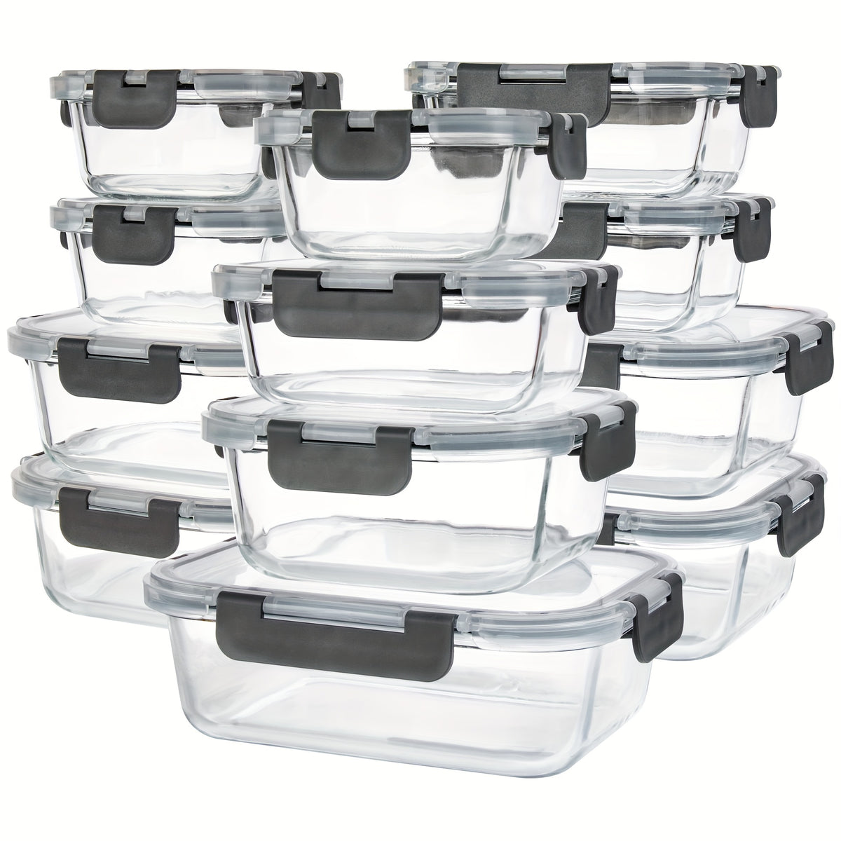 24pcs (12 Lids+12 Glass Bowl) Borosilicate Glass Food Storage Containers with Airtight Lids, Ideal for Meal Prep, Lunches - Microwave and Dishwasher Safe