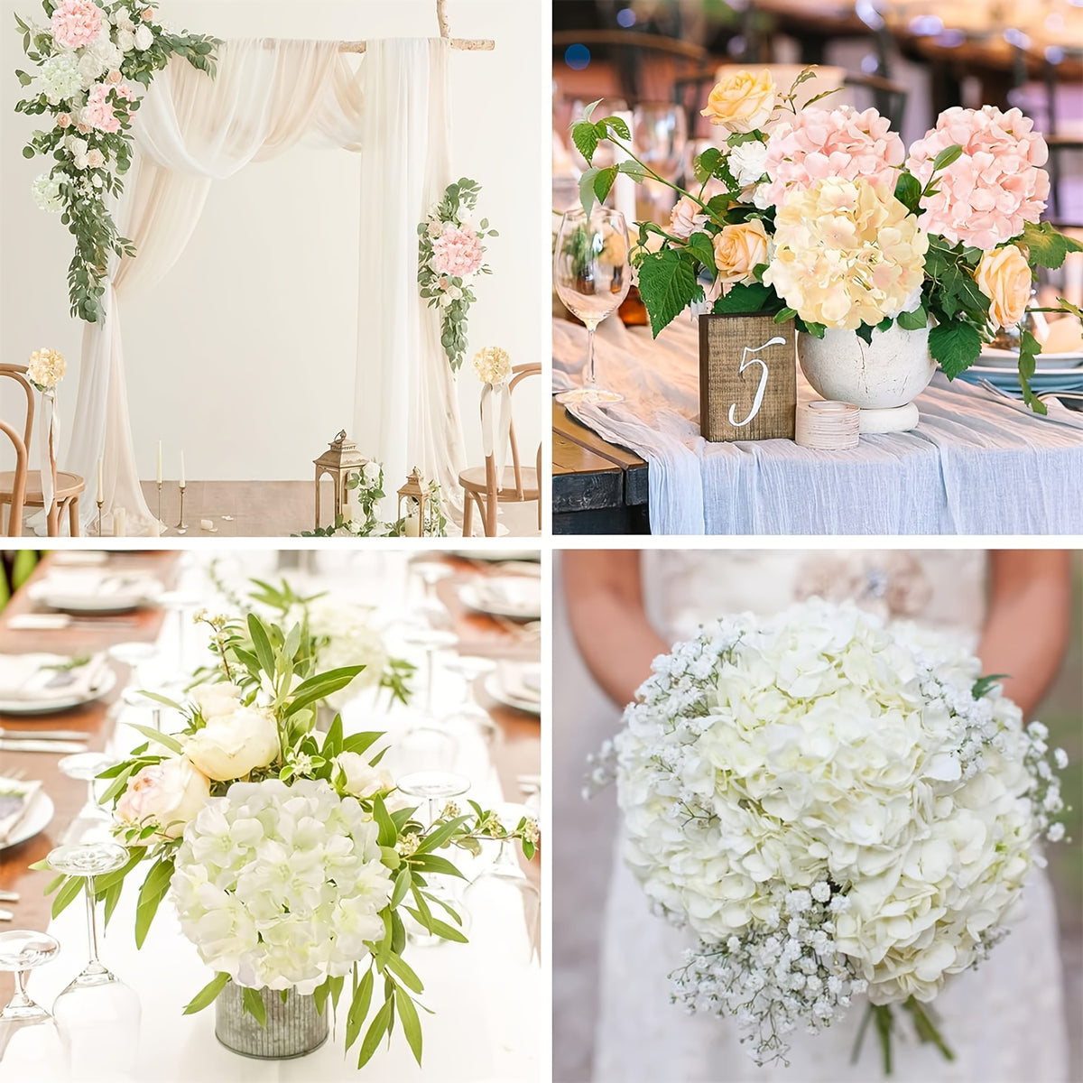 72pcs Hydrangea Artificial Flowers Hydrangea Flowers Artificial Flower Heads with Stems for Home Wedding Party Decorations