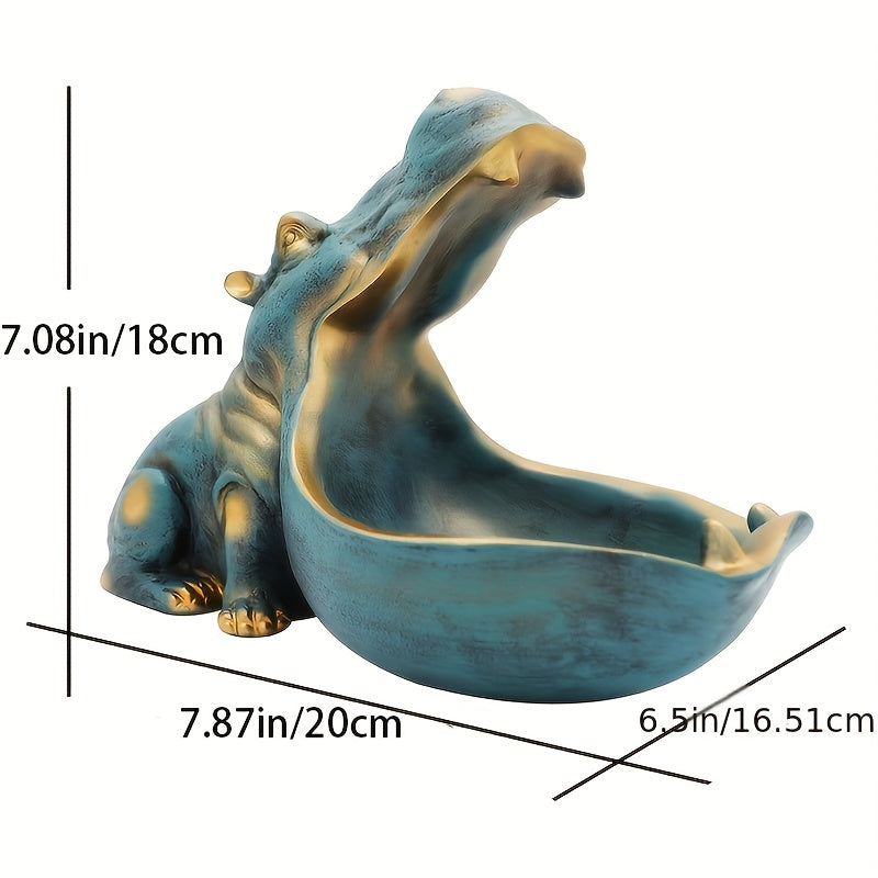 Hippo Statue Home Resin Hippopotamus Figurine Fun Candy Dish, Key Bowl, Big Mouth Sculpture Table Art Decoration Sundries Container Storage Boxes, Halloween And Christmas Decorations