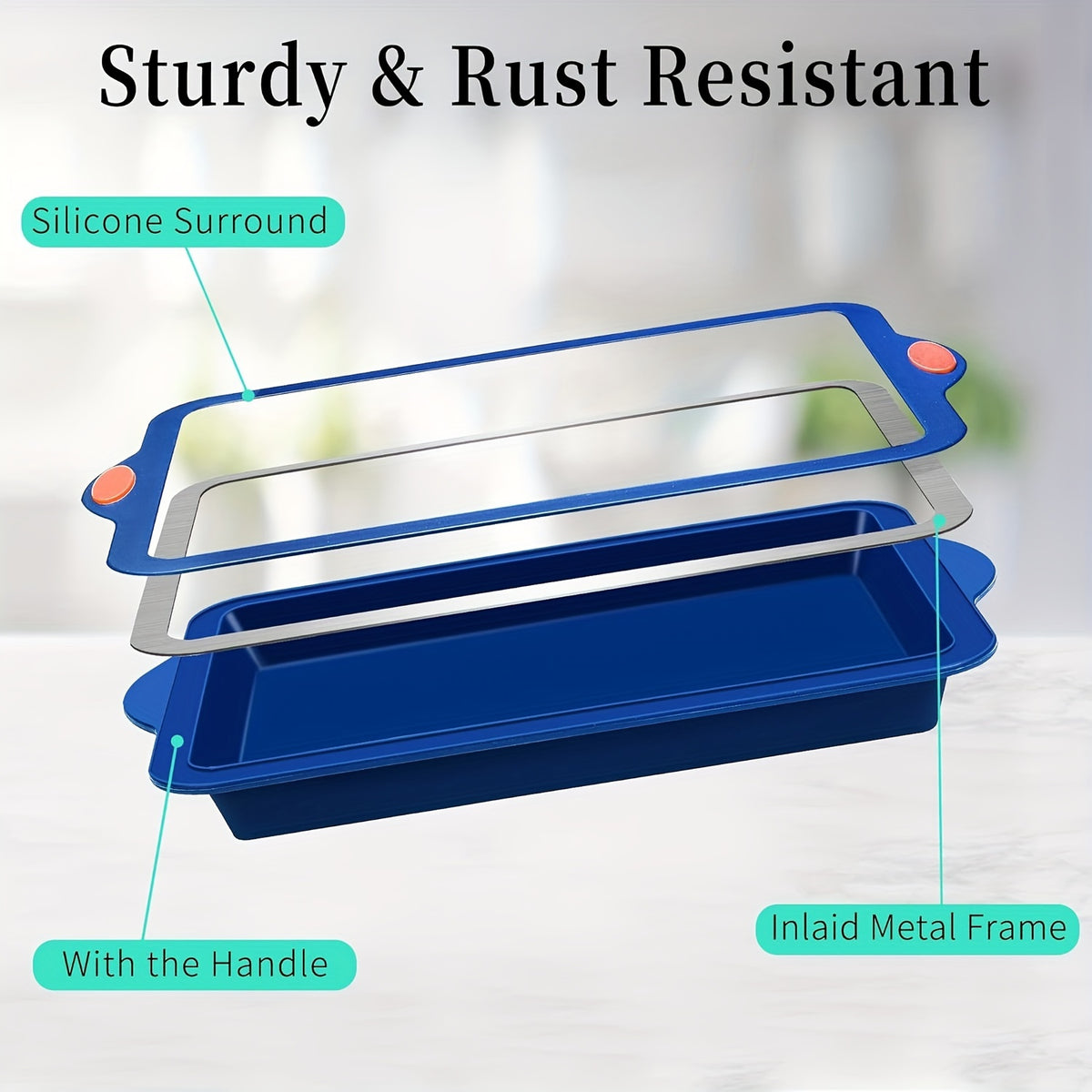 Silicone Baking Pans Set, 4 Pieces Nonstick Bakeware Set With Baking Pans, Baking Sheets, Cookie Sheets, Cake Pan With Grips And Metal Reinforced Frame More Strength
