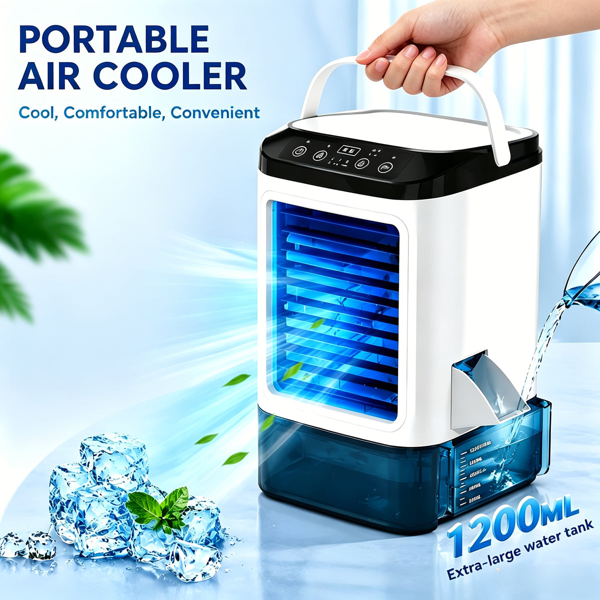 Portable Spray Fan, USB Personal Electric Fan, 3-speed Adjustable Wind Speed, Indoor And Outdoor, With Humidification Function, Ambient LED Light, Compact Design Suitable For Office, Home, Camping