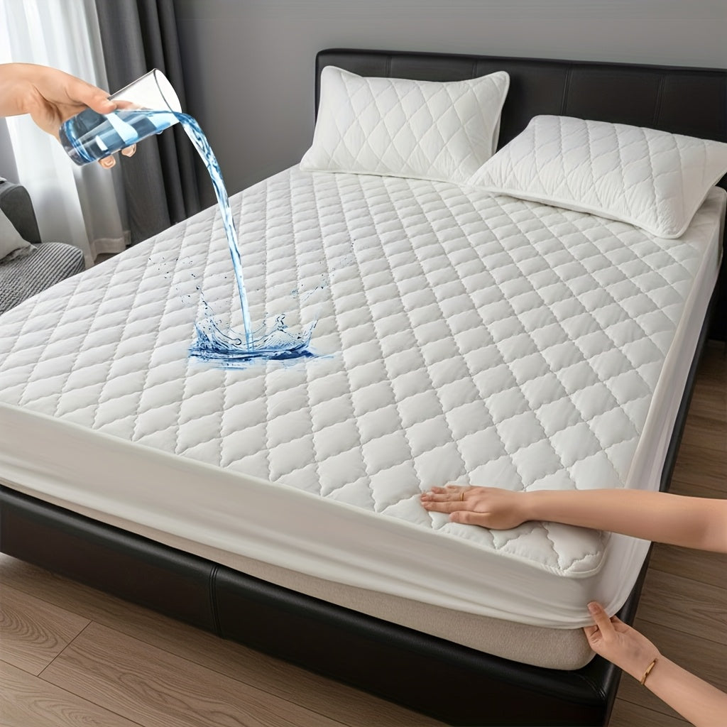 1pc High Quality Mattress Protector with Embossed Design - 11.8-inch Thickened Fitted Cover for Twin/Full/XL/King Beds (Excludes Pillowcases), Bedding Essential In Solid Color, Minimalist Bedroom Must-have