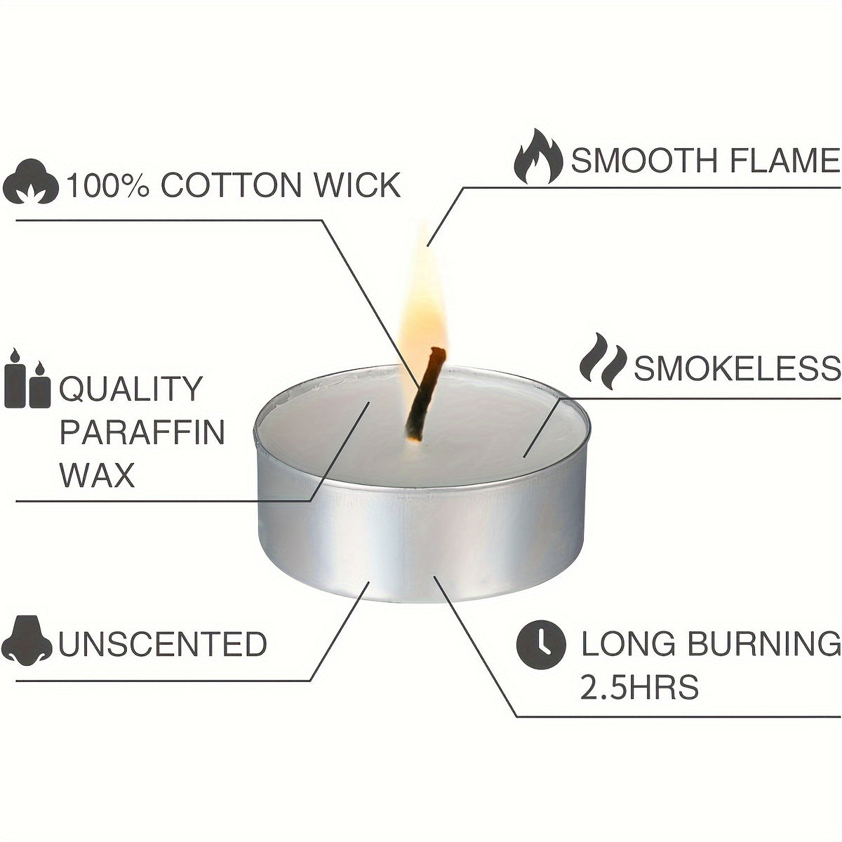 49/99pcs Unscented White Tea Wax Candles - Smokeless, Long-Lasting 2.5 Hour Burn Time for Weddings, Halloween, Christmas, Birthdays & More, Party Supplies, Home Decoration, Simple Decor, Timeless Style, Clean Burning, Holiday Shoppers, Gift Buyers