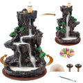 Two-Sided Backflow Incense Burner, Waterfall Smoke Holder with 120 Incense Cones and 30 Sticks for Home Fragrance and Tabletop Decor