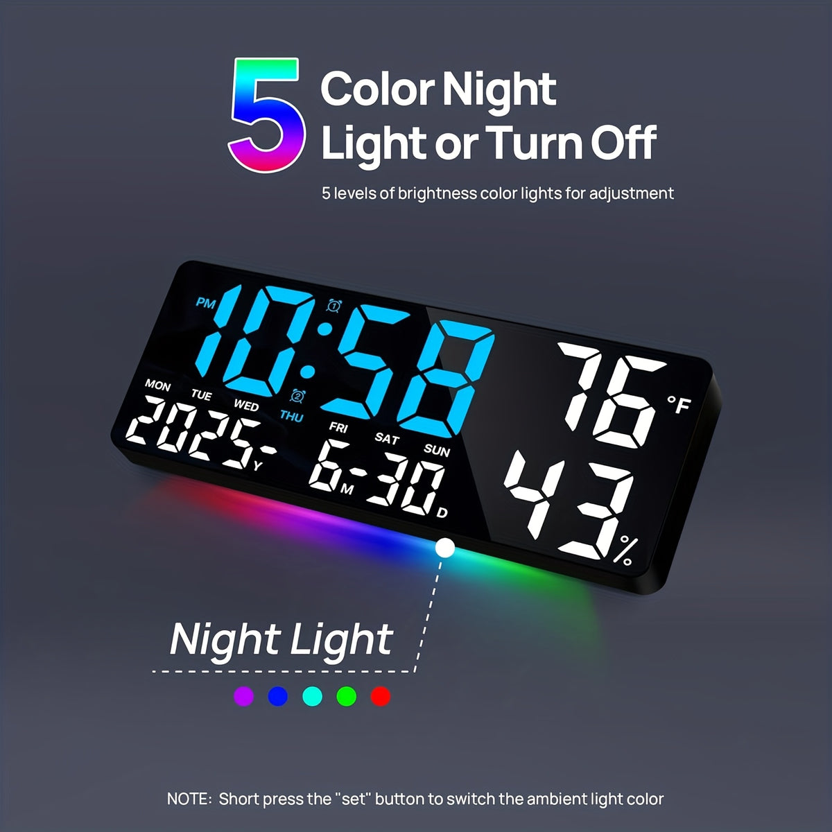 14.6"/9.5" LED Digital Alarm Clock - Large Display Desk & Wall Clock with Date, Week, Temp, Auto Brightness Dimmer, Remote Controll, Modern Clock for Home & Office Decor, Great Father's Day Gift for Dad, Seniors & Elderly