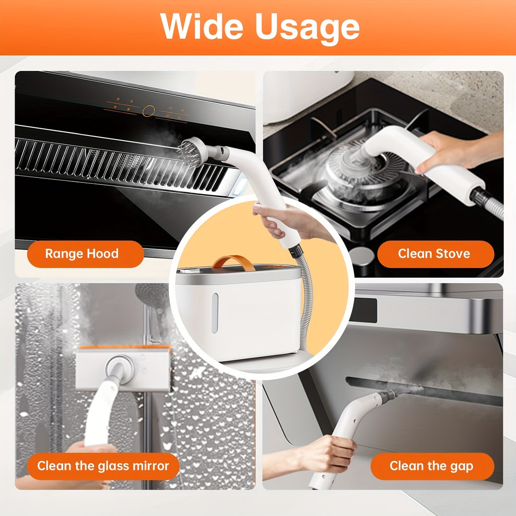 4.4bar High-Power Quick Heating Handheld Steam Cleaner - 6 Multi-Function Nozzles, Large Capacity and Dual Safety Auto-New Power Protection (Kitchen, Sofa, Floors, Bathroom, Air Conditioner, Refrigerator, Car), 47.34oz