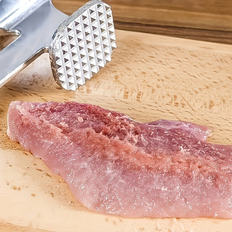 1pc Stainless Steel Meat Stuffing Hammer - Double-Sided, Heavy-Duty Tool for Roasting Beef, Chicken And Pork - Suitable for Outdoor Grilling And Cooking, Camping Cookware | Stainless Steel Hammer | Durable Kitchen Tools Free 1pc Food Cover