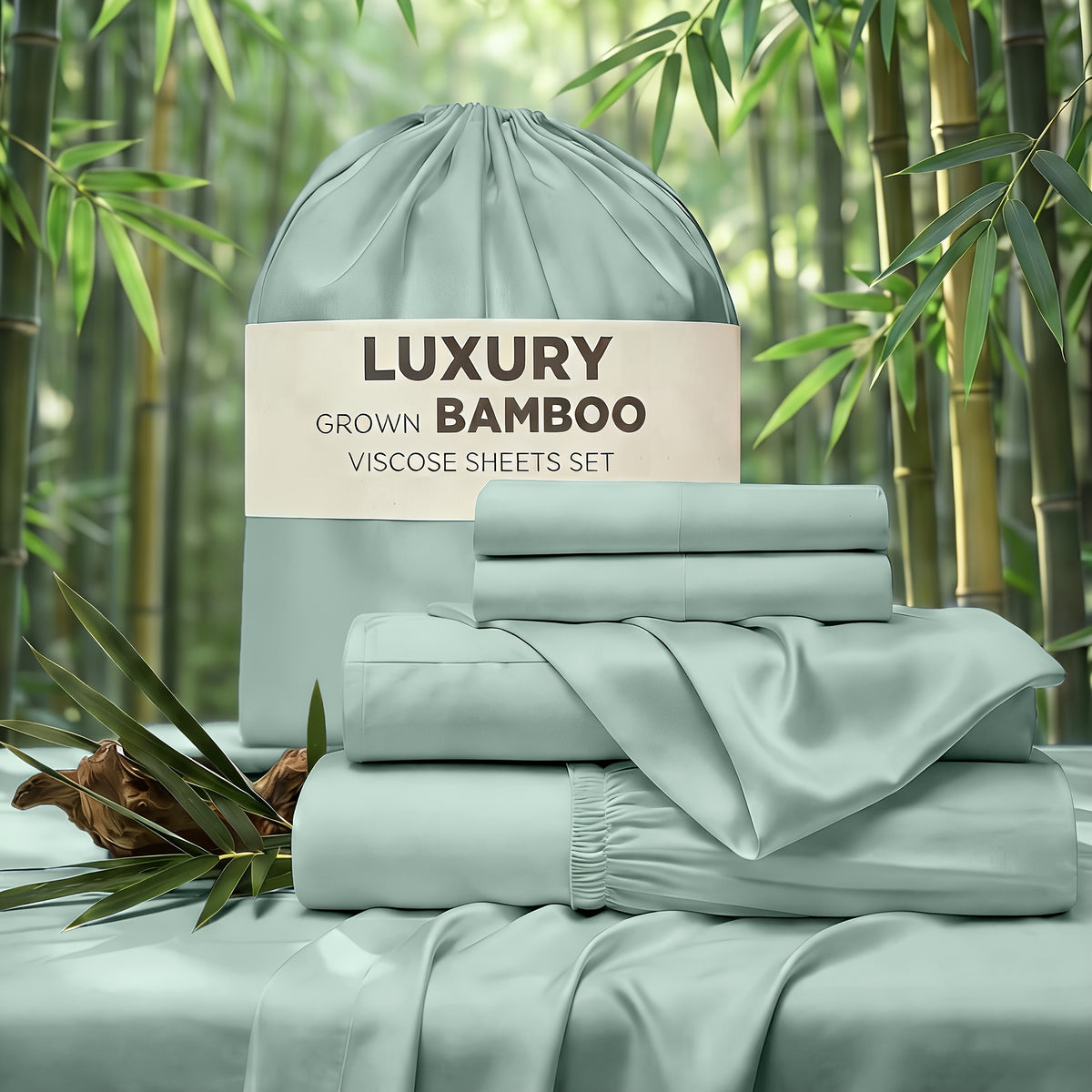 4pcs Hotel Luxury Bed Sheet & Pillowcase Set - Ultra Soft Rayon Derived From Bamboo, Wrinkle Fade & Stain Resistant, 14" Deep Pocket, Easy Care Bedding for Bedroom & Kids Room Decor