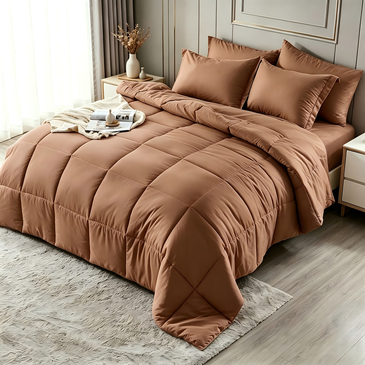 2/3pcs Bed Sheet Sets Queen Size, Double-Sided Tech Fabric, All-Season Comforter-Soft Breathable Quilt for Hot Sleepers & Night Sweats-Bedroom & Camping Use-for Couples & Solo User, 1 Comforter, 1/2 PillowCases, Bedding, Random Color