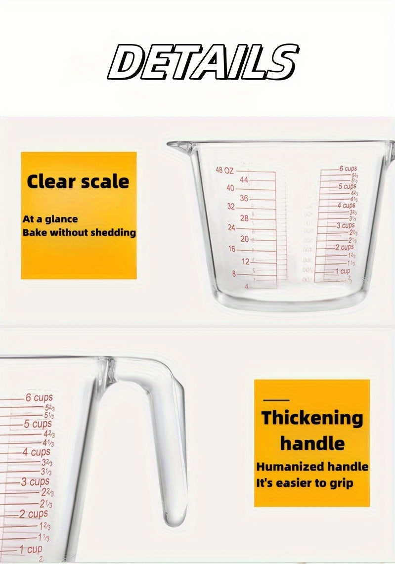 4/9pcs Glass Measuring Cup Set, Including Tempered Glass Liquid Measuring Cups And 100ml Coffee Cups, Essential Kitchen Tools Glass Measuring Cups