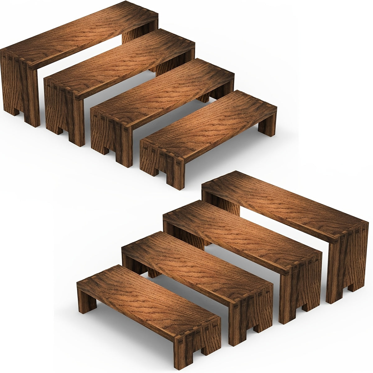 6/8pcs 2 Set Large Wooden Tiered Risers Display Stands for Vendor Events,Stackable Wooden Cupcake Display Stand,Farmhouse Decor Wood Dessert Table Display Set,Vendor Booth Display Items,Food Display Risers for Party