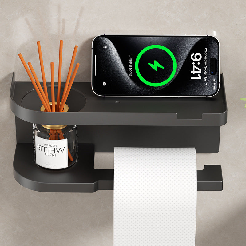 1pc Self-Adhesive Wall-Mounted Toilet Paper Holder, Bathroom Organizer, Easy to Install | Modern Bathroom Decor | Suitable for Humid Environments, Bathroom Storage And Organization