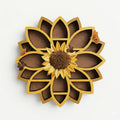Sunflower Crystal Display Shelf, Wooden Wall-Mounted Organizer with UV Printed Floral Art for Gemstones, Essential Oils and Meditation Room Decor