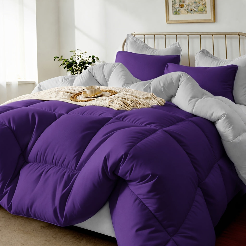 2/3pcs Solid-color Diamond-quilted Comforter Set. Easy Clean, Fabric Soft Breathable. Includes 1 Comforter, 1/2 Pillow Shams. Fits All Bed Sizes Matches Various Bedroom Decor. Suitable for All Seasons Ideal As A Gift, Include Random Color