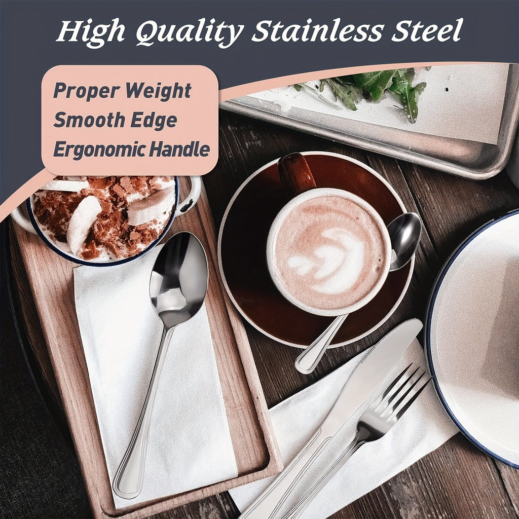 Stainless Steel Flatware Cutlery Set, 20/22/40/60/72pcs for 4/8/12, Silvery/Black/Golden, for Home Kitchen Restaurant Hotel, Affordable Utensils Set, Mirror Polished, Dishwasher Safe, Perfect for Gifts Weddings Outdoor Camping.Local Warehouse
