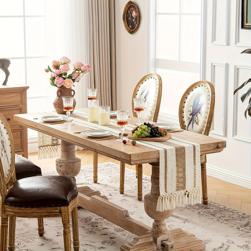 Boho Table Runner for Home Decor with Out Tassels Long Farmhouse Rustic Table Runner Macrame Burlap Table Decoration for Living Room Bridal Shower