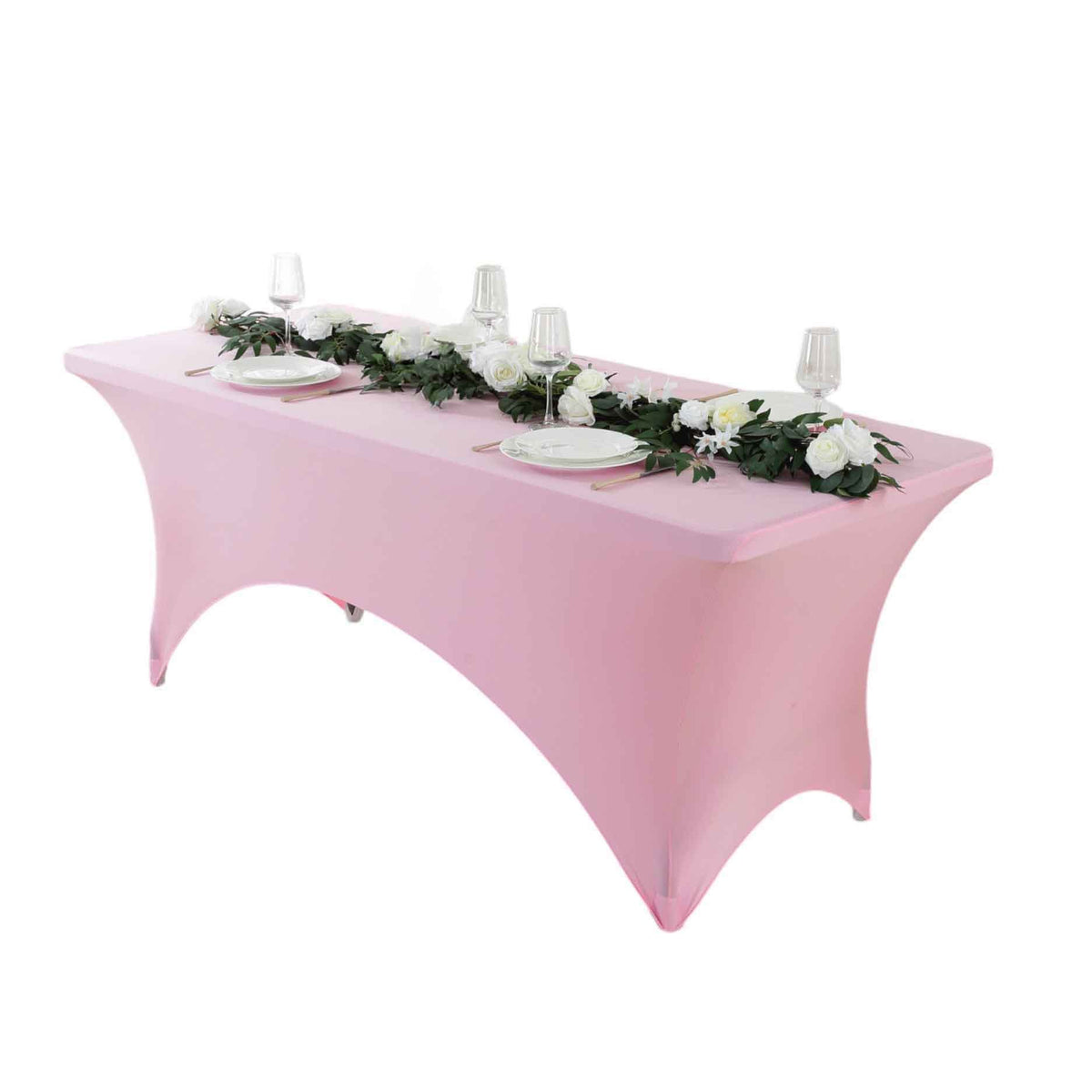 1pcs 4ft/6ft/8ft Spandex Tablecloth, Fitted tablecloth, Wrinkle Resistant Stretchable Rectangle Table Cover For Event, Wedding & Parties