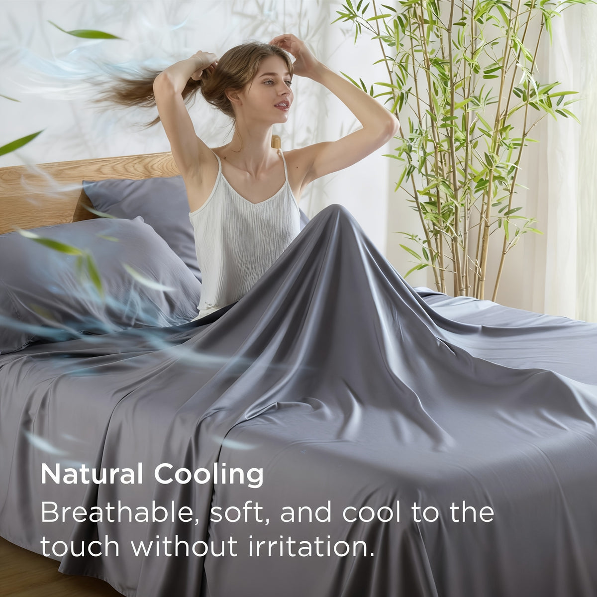 Cooling Bed Sheet Set, Extra Deep Pocket, Cozy&Ultra Soft, Viscose Bedding Sheet, Queen Sheet Set, Hot Sleeper Friendly, Ideal Gift, Local Warehouse Direct Shipment