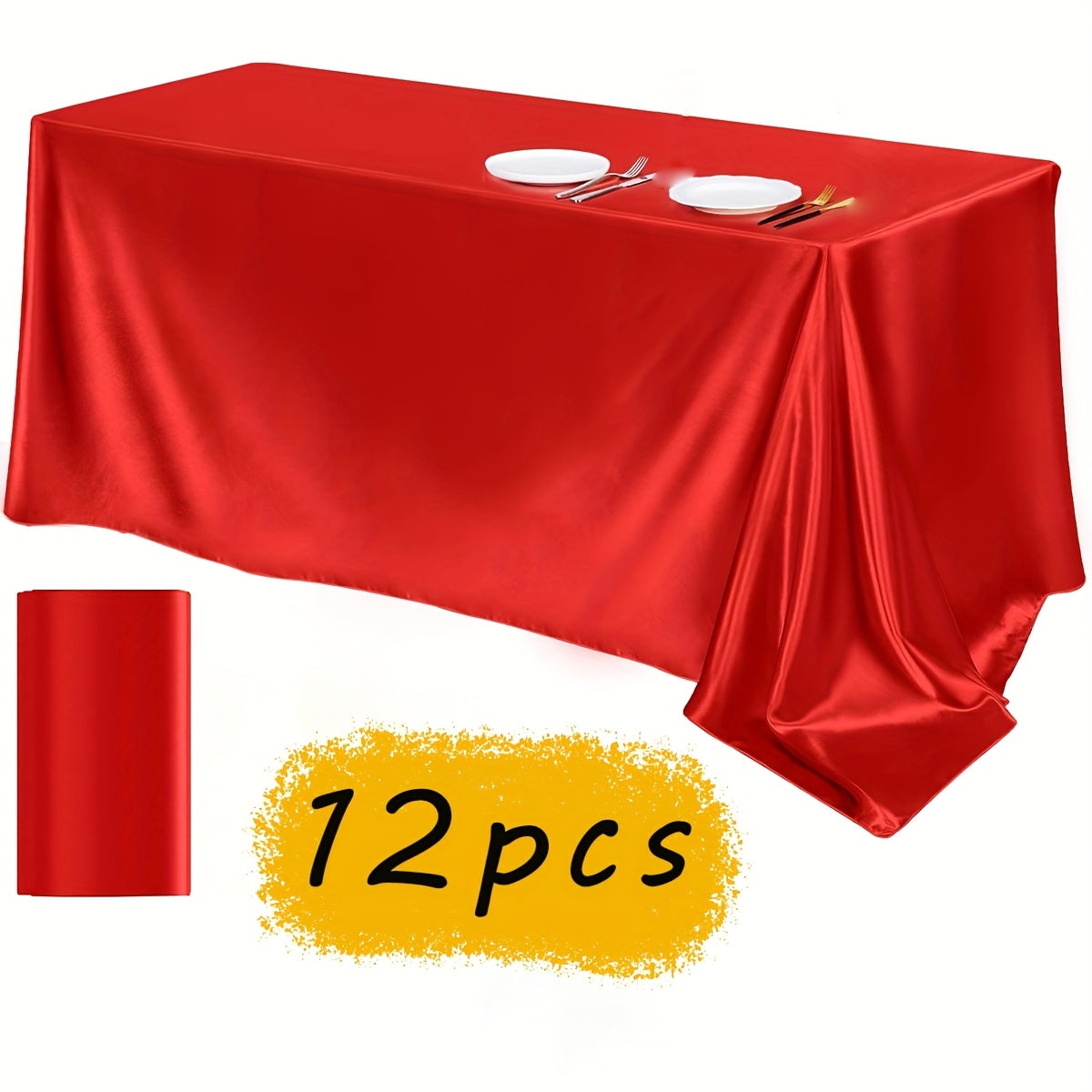 12pcs Satin Tablecloth, 57, Halloween, Christmas
