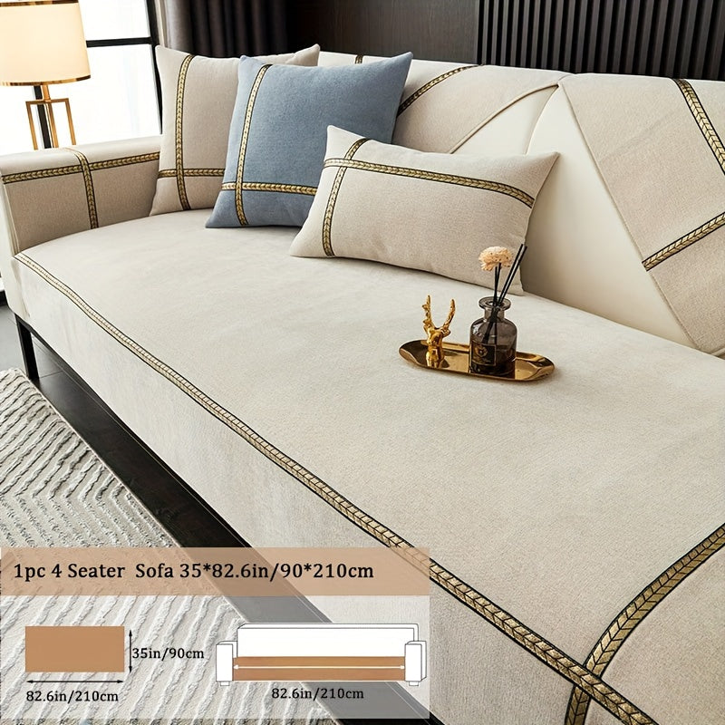 1pc of Elegant Sofa Cover, a Pet-Friendly Slipcover, Suitable for All Seasons, Made of Chenille, Designed to Protect Your Furniture in The Bedroom, Office, Or Living Room. (Pillowcases, Backrest, And Armrest Covers Are Sold Separately.)
