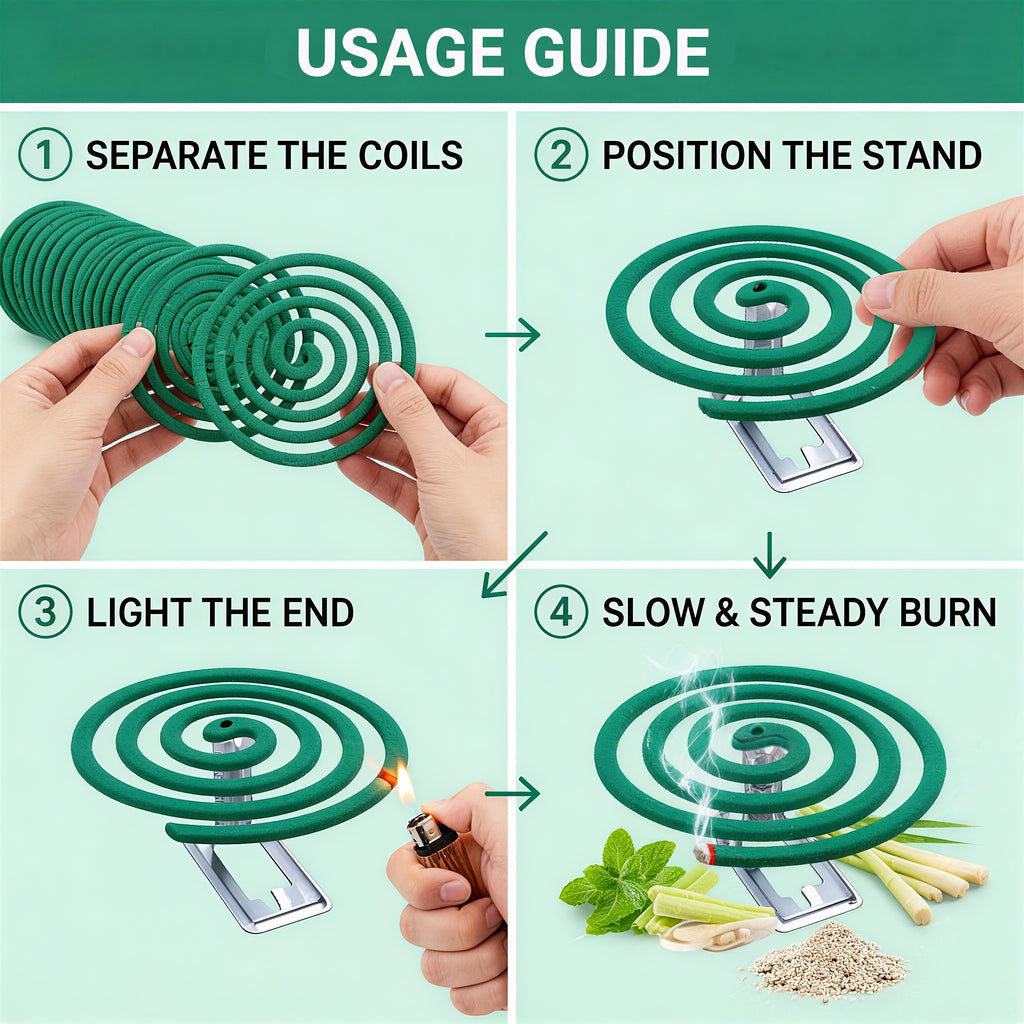 Walleaf Large Mosquito Repellent Coils, Outdoor Citronella Lemongrass Mosquito Coils with Holder, Long Lasting Patio Garden Camping Summer Use