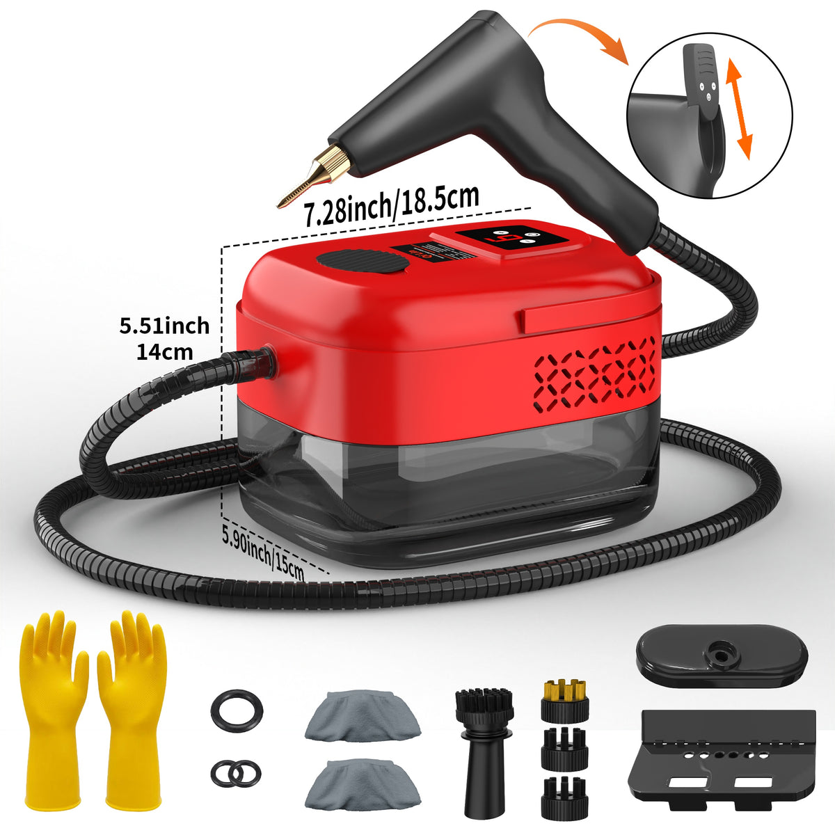Household High Pressure Steam Cleaner, Steam Cleaner Handheld, High Temperature Carpet Cleaner, Handle Gear Switch Adjustment, LCD Display, 40.58oz Water Tank Capacity, Suitable for Kitchen Fumes, Sofas, Easter Gifts,