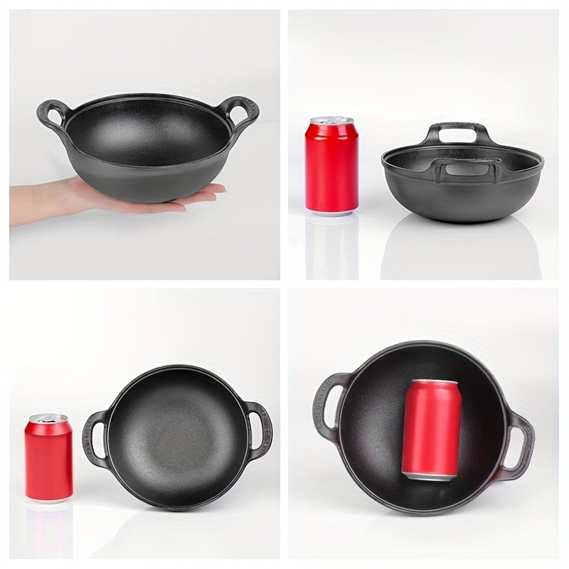 1/2pcs 20cm/7.87in Heavy-Duty Cast Iron Skillet with 2 Handles, Non-Stick, And Without Lid, Even Heat Distribution, Durable, for Home, Restaurant, Outdoor BBQ, Camping, Oven & Stovetop Use, Grilling Steaks & Baking, Versatile, Bbq Essentials