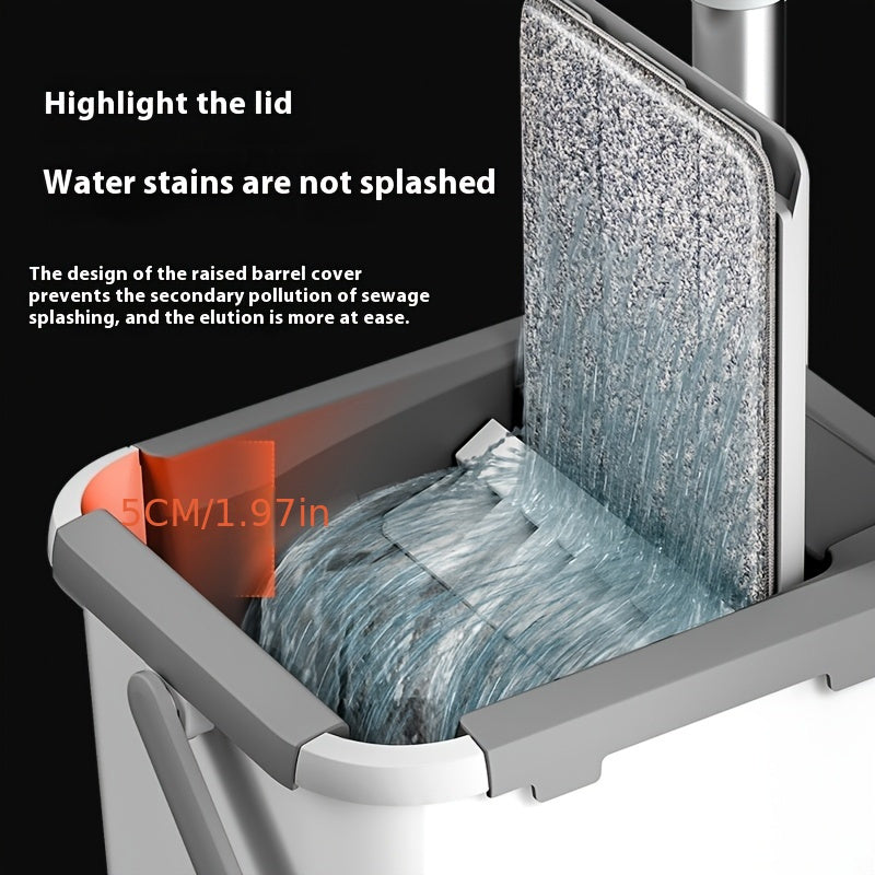 Household Mop And Bucket Set with Wringer, Flat Mop And Bucket System, Mop for Floor Cleaning And Wall Cleaning, Free 3 Reusable Microfiber Mop Pads